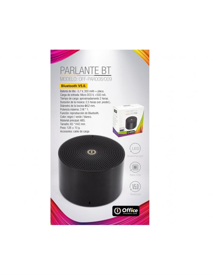 PARLANTES AUDIO BT ALIM BATERIA OFF-PAR008 NEGRO