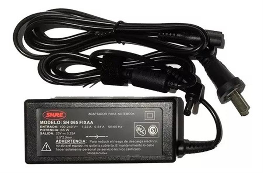CARGADOR NOTEBOOK SH-CNF65W-6 LENOVO, IBM 20V , 3.25A - 5.5 X 2.5 MM